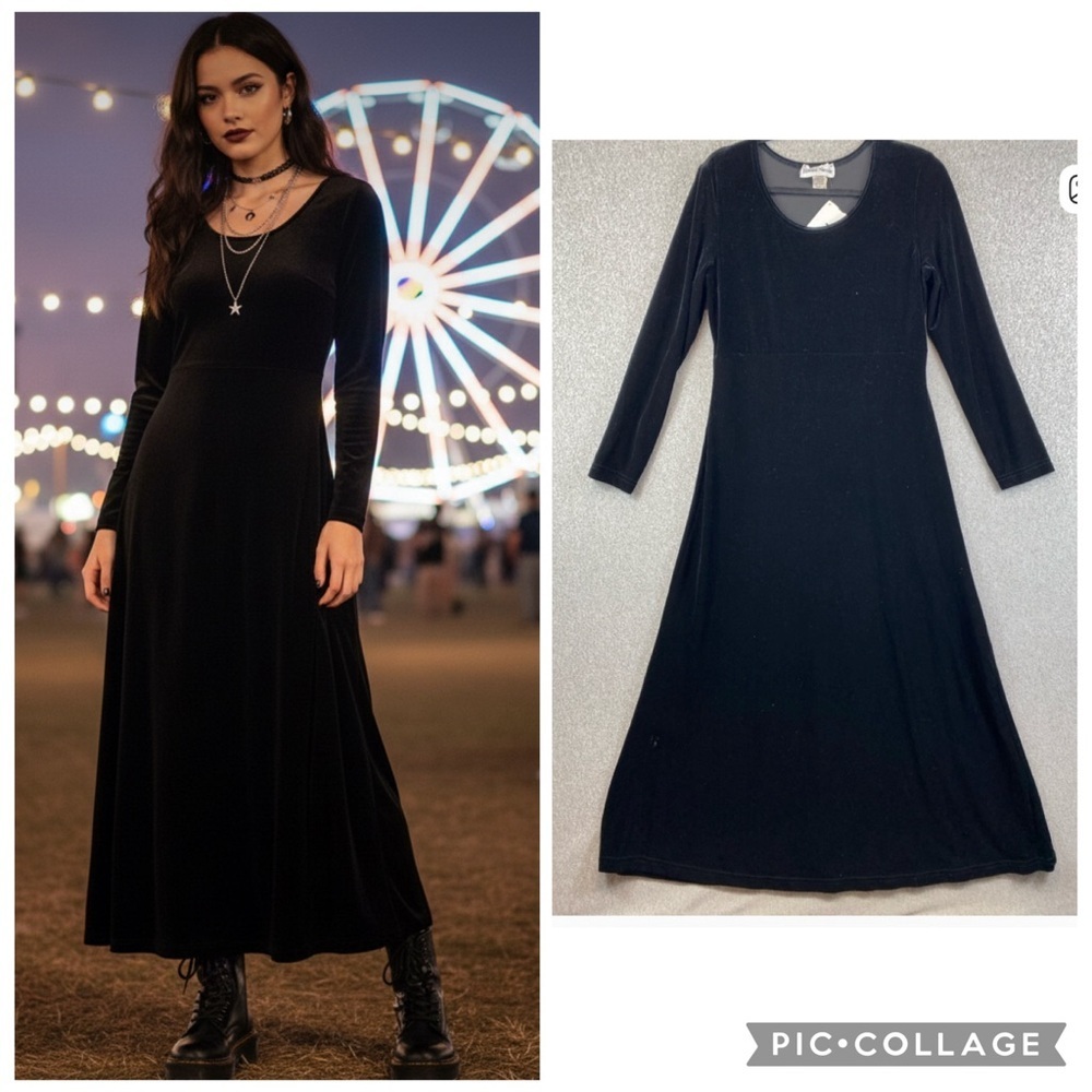 Vintage Ronni Nicole velvet maxi dress size 12 witchy whimsigoth fairygoth 90's
